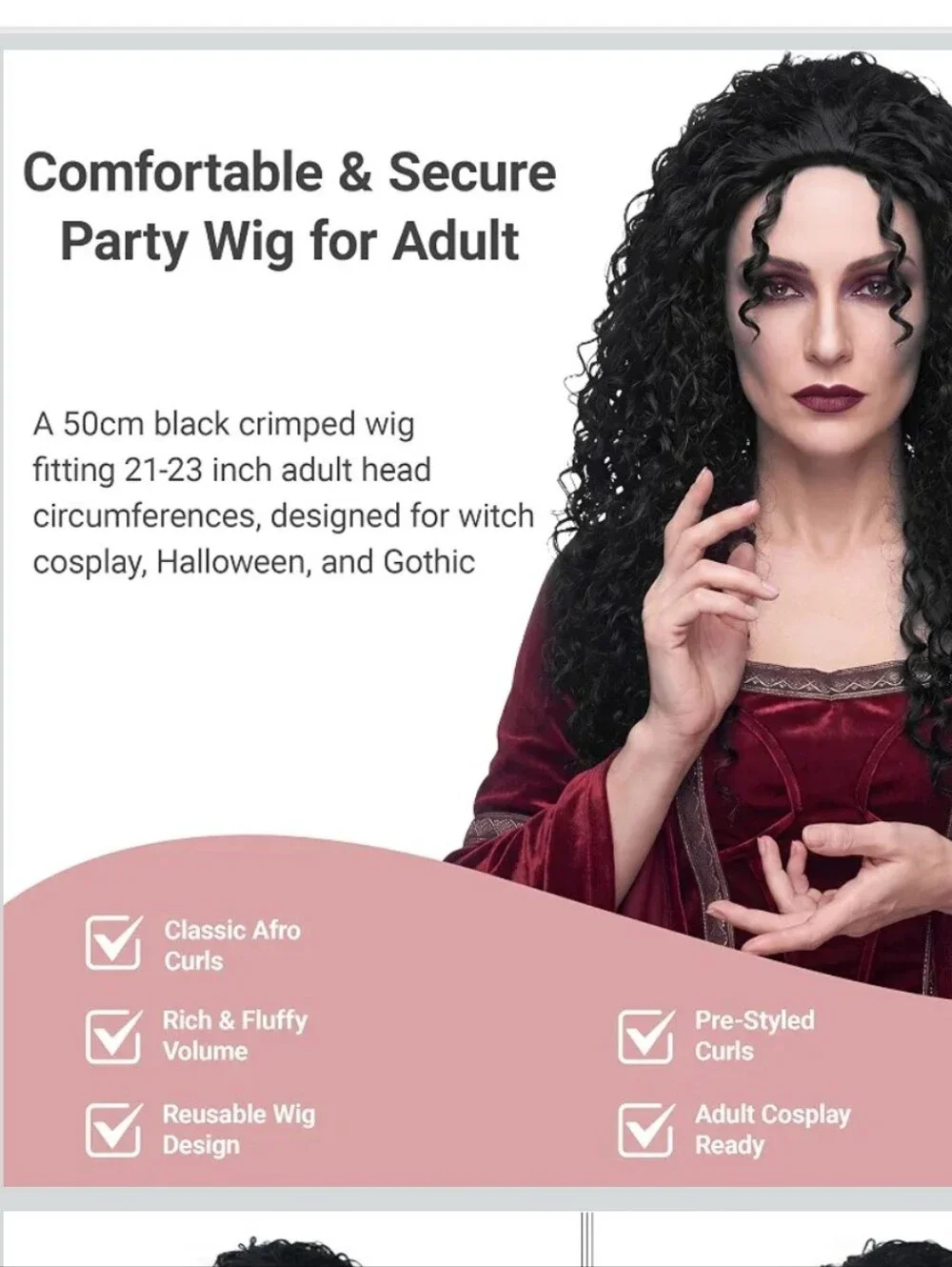 NWT Miss U Hair Women Black Long Spiral Curly Witch Wig for Halloween Cosplay